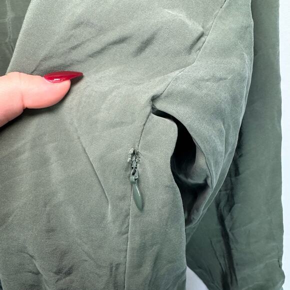 Zara V Neck Lace Up Corset Long Sleeves Flowy Mini Dress Khaki Green Size Large - Picture 7 of 14